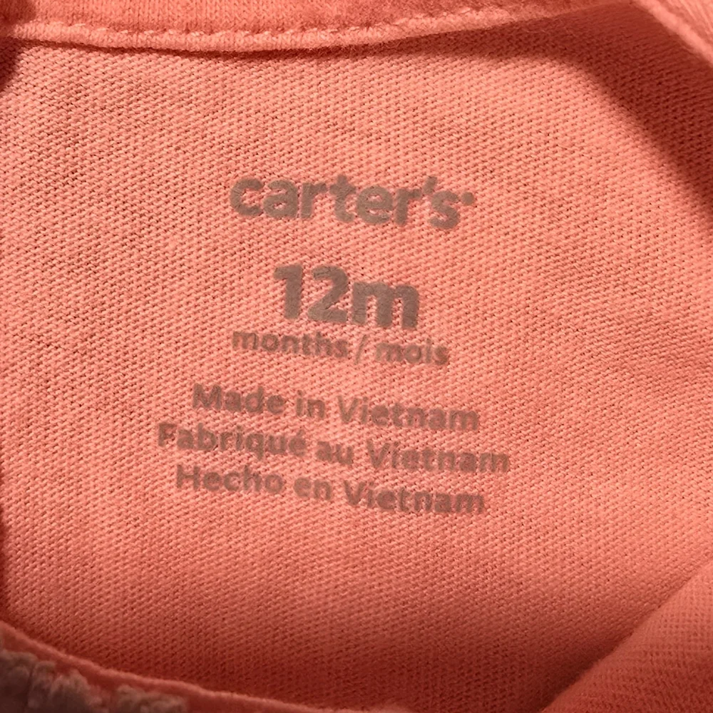 Carter's Coral Sleeveless Romper with Lace Trim